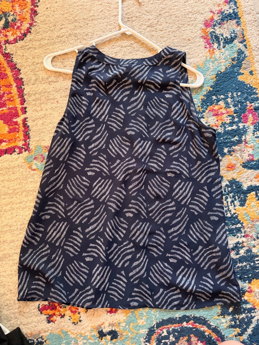 LOFT Navy and White Printed Sleeveless Tank - Picture 4 of 4